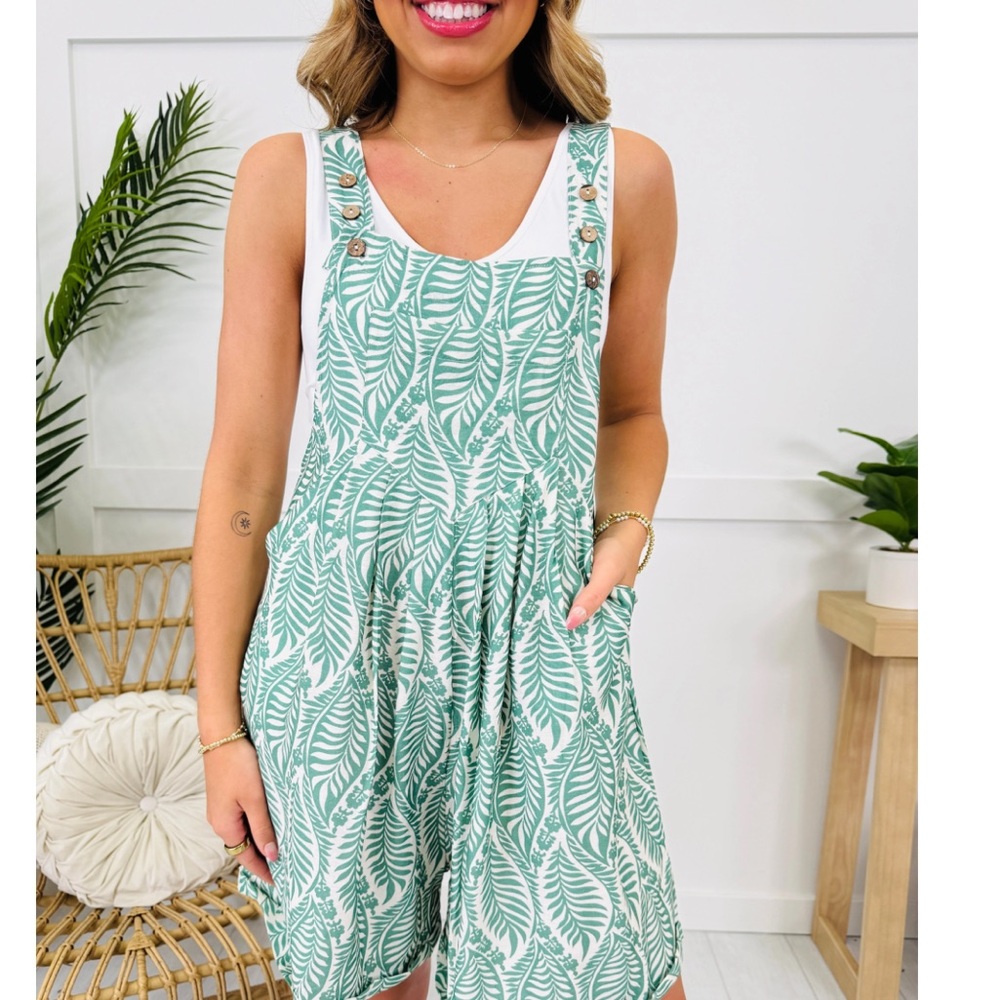 BiBi Green Leaf Print Jumpsuit